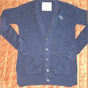 Abercrombie Kids Navy Blue Button Front Cardigan Sweater | Size M